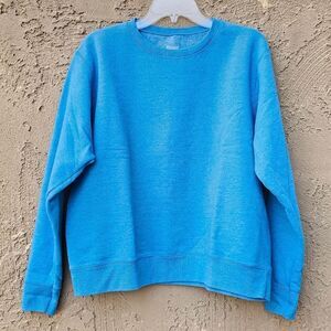 Hanes Soft Sweats Heathered Sky Blue Long Sleeve Crew Neck Sweatshirt Size XL